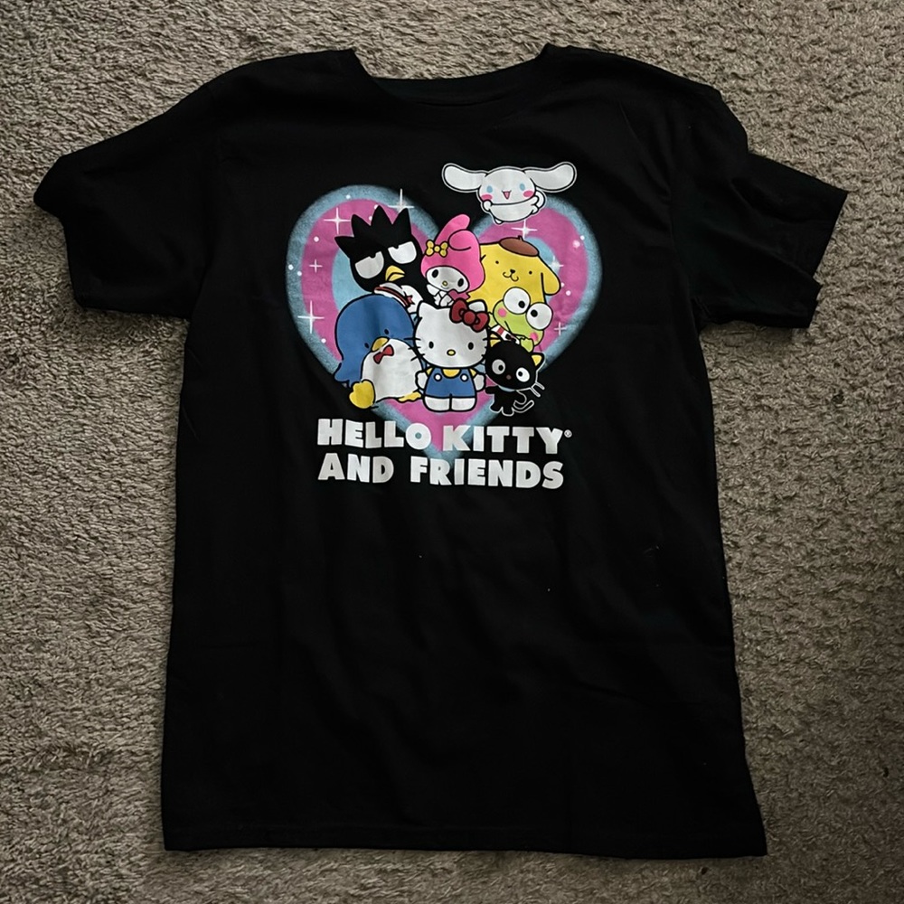 Black Hello kitty and friends characters shirt
